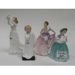 Royal Doulton small figures: Thinking of You, Invitation HN2170, Darling HN1985 & Bunny HN2214(4)