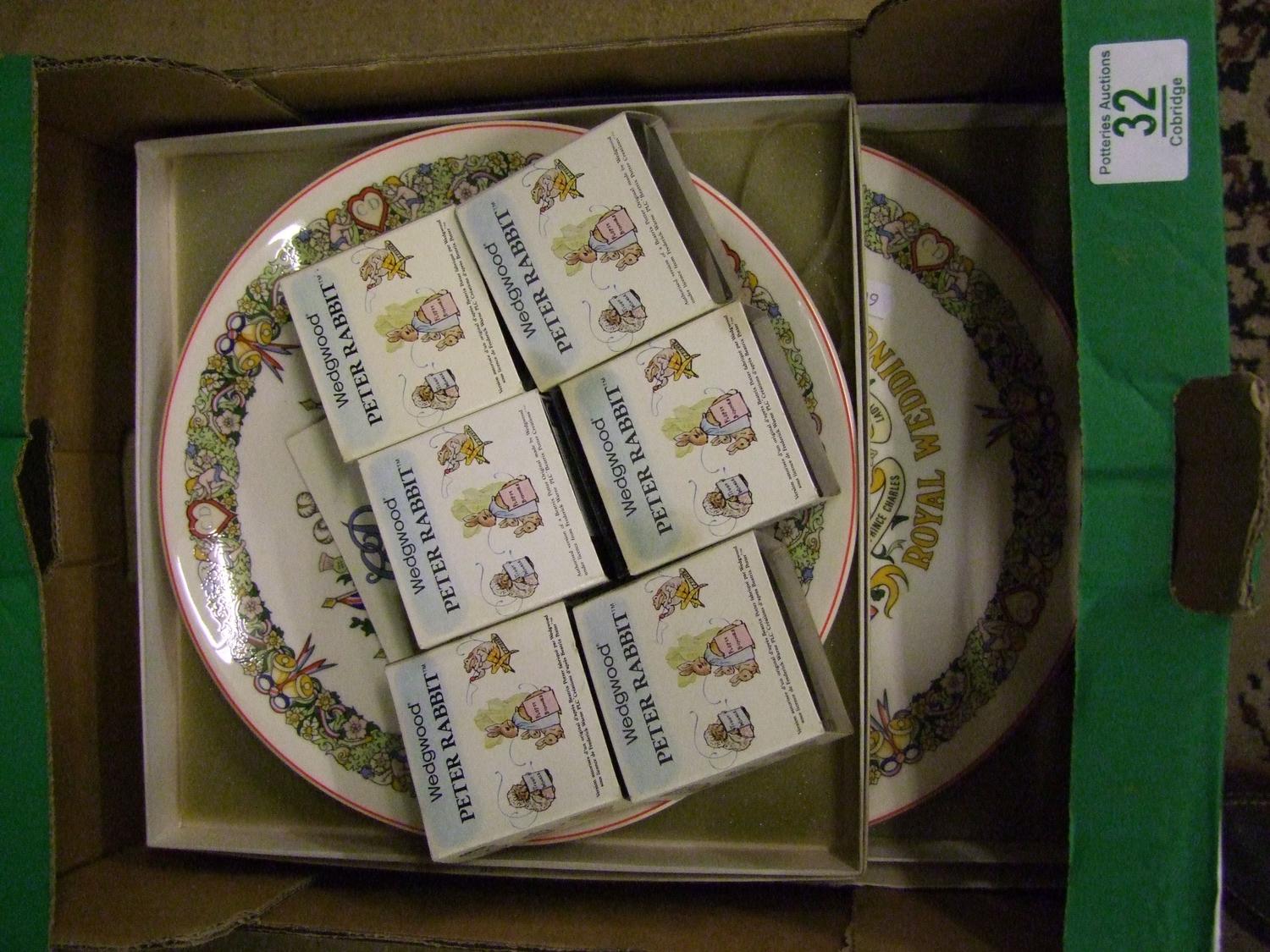 Wedgwood Boxed Peter Rabbit Thimbles: together with similar commemorative plates