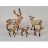 Beswick Stag, Doe and 3 fawns: (5)