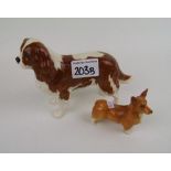 Beswick corgi : 1736 together with a Charles Spaniel 2107a (2)