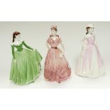 Coalport small lady figurines The Opera at Glyndebourne: together with a lady in a green dress and