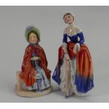 Royal Doulton figure Little Lady Make Believe HN1870: Cracked together with Phillis ( damaged)(2)