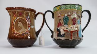 Royal Doulton Commemorative water jug: and similar cup (2)