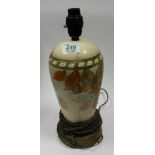 Burleigh Ware lamp base: decorated with leaves. Height 33cm with fittings