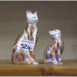 Royal Crown Derby paperweights: to include a seated cat and a kitten ( no stoppers)