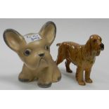 Beswick Dog: together with comical pottery figure of French Bulldog(2)