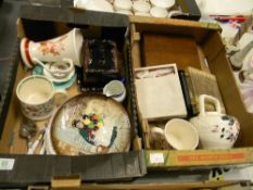 A mixed collection of items to include: Wade water jug, similar mugs Royal Doulton balloon seller