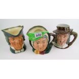 Royal Doulton large character jugs: Sairy gamp, Izaak Walton and Parson Brown (3)