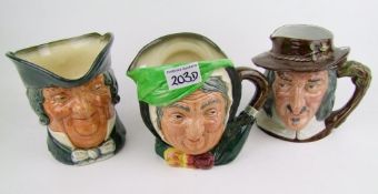 Royal Doulton large character jugs: Sairy gamp, Izaak Walton and Parson Brown (3)