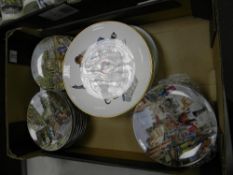A mixed collection of decorative wall plates to include: Gorham Norman Rockwell limited edition
