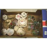 A mixed collection of items to include: Masons Ginger Jar, Aynsley, Glass ware etc
