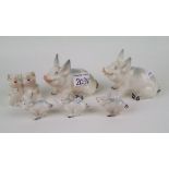 Two Beswick pigs model 832: together with 3 piglets running 833 and laughing pigs 2103 (6).