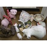 A collection of Pig Theme Pottery Items: