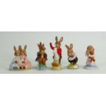 Royal Doulton Bunnykins figures: Goodnight, Storytime, Sleigh Ride, Tom & William(5)