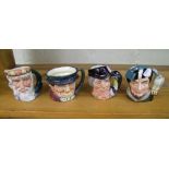 Royal Doulton small character jugs: The Walrus & carpenter, Falconer D6547, Neptune D6555 and Tony