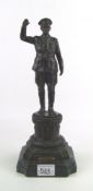 A reproduction bronzed figure of Hitler: standing on marble base 36cm in height.