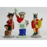 Royal Doulton Bunnykins Boxed Limited Edition figures:Cavalier, Statue of Liberty & Minstrel(3)