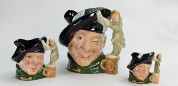 Set of three Royal Doulton character jug Tom O' Shanter: large D6632, medium D 6636 and small