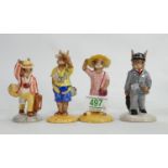 Royal Doulton Bunnykins figures: Father, Tourist, Sightseer & limited edition Businessman(4)