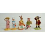 Royal Doulton Bunnykins Boxed Figures: Airman, Romeo, Juliet, Mother & Sightseer(5)