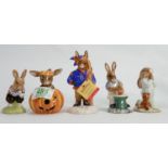 Royal Doulton Bunnykins Boxed figures: Tom, Halloween, Winter Lapland, Master Potter & Bedtime(5)