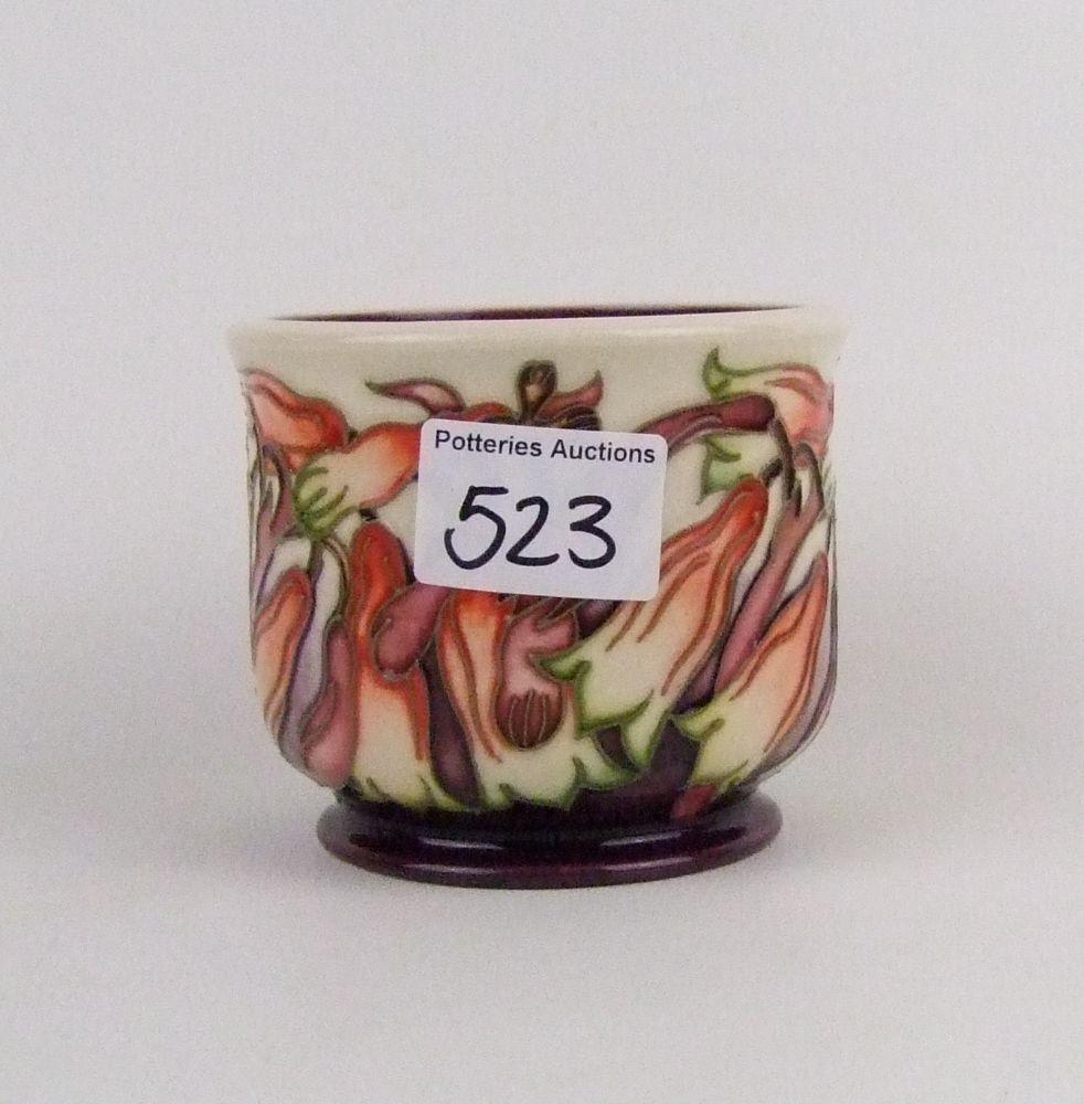 A Moorcroft floral pattern small planter: by Emma Bossons dated 2002, boxed, some crazing 9cm in