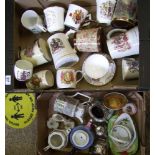 A mixed collection of items: to include commemorative mugs and tankards, coffee set etc