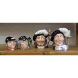 Royal Doulton small character jugs: to include Porthos D6453, Athos D6452 together with miniature