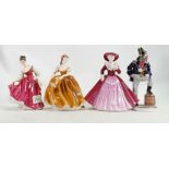 Coalport Figures: Tessa, Pirate, Sunday Best together with Royal Doulton Fair Lady HN2832(4)