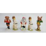 Beswick sporting characters A round with Foxy: SC5, Sloping off SC4, It's a Knockout SC3 and two Out