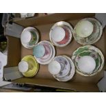 A collection of floral decorated trio's to include: Royal Grafton, Salisbury etc