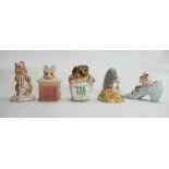 Royal Albert Beatrix Potter figures: to include No more twist, Tom Thumb, Mrs Tiggy winkle,