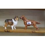 Royal Doulton Irish setter : Hn1055 together with a rough collie dog HN1058 (2)