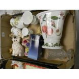 A mixed collection of items to include: Portmeirion Pamona patterned vase, Royal Doulton Brabley