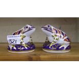 Royal Crown Derby paperweights: to include two frogs ( no stoppers)