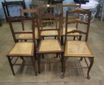 Two pairs of cane work chairs: together with two single cane work chairs (6)