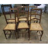 Two pairs of cane work chairs: together with two single cane work chairs (6)