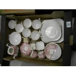 A mixed collection of items to include: Shelley plain white and gilded tea set together with early