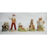 Royal Albert Beatrix Potter figures: to include Mr Mcgregor, Benjamin bunny sat on a bank,