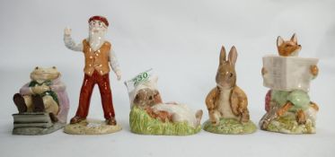 Royal Albert Beatrix Potter figures: to include Mr Mcgregor, Benjamin bunny sat on a bank,