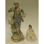 Large Continental Figure: together with small Royal Doulton Collectors Club figure Amanda HN3636(2)