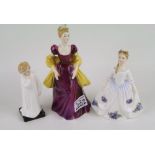 Royal Doulton lady figures: Loretta HN2337(second), Darling HN1985 and Moonlight Rose HN3483 (3).