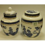 Royal Doulton Real Old Willow Patterned Ginger Jar: together with lidded vase, height of tallest