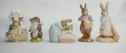 Royal Albert Beatrix Potter figures: to include Peter and the red pocket handerchief, Miss Moppet,