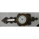 Carved oak cased Victorian Barometer: damaged