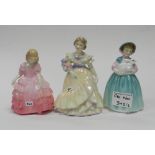 Royal Doulton Small Figures: Bunny HN2214, The Bridesmaid HN2148 & Rose HN1368(3)