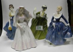 A collection of Royal Doulton lady figures: to include Fragrance HN2334 and seconds figures