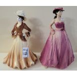 Two larger size COALPORT lady figures: JOAN & matt figure Age of Elegance Evening Promenade.