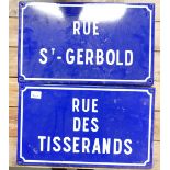 Two Vintage French Enamel Street Signs: