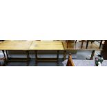 Oak 20th century rectangular pub table x3 : 75cm high 120cm long,